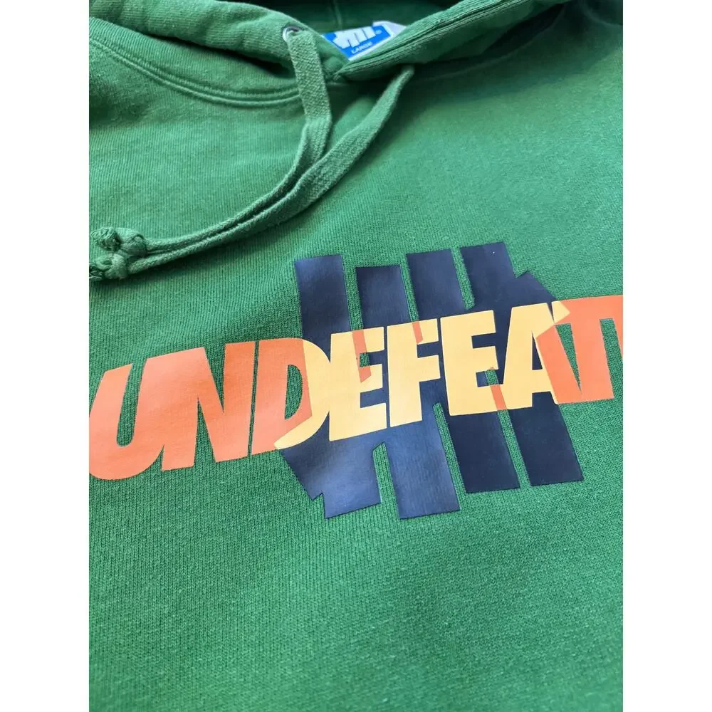Undefeated 5 Strike Icon Logo Pullover Hoodie Mens Size Large Green